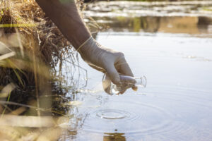 sampling water with pollution