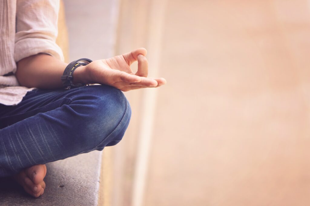 Teen meditating