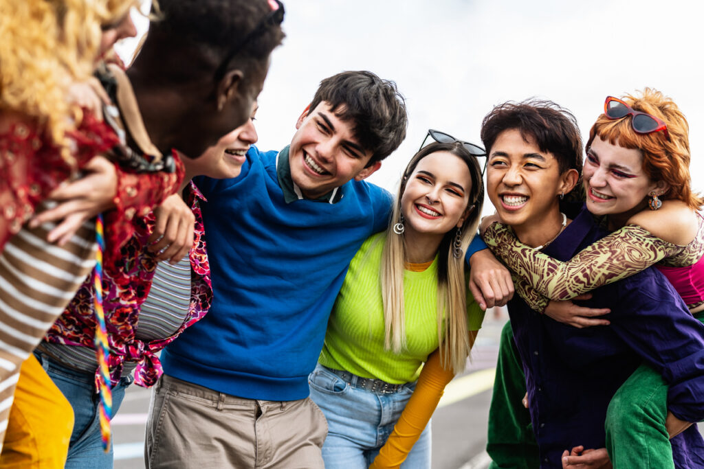 group of teens hanging out